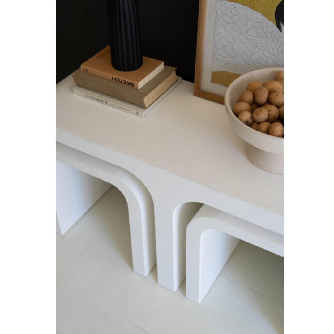 White Wood Rectangle Coffee Table w/ Nesting Accent Tables