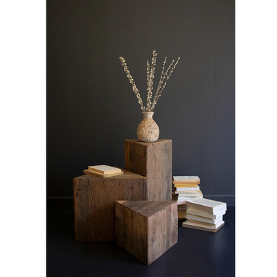Tall Recycled Wood Triangle Accent Pedestal