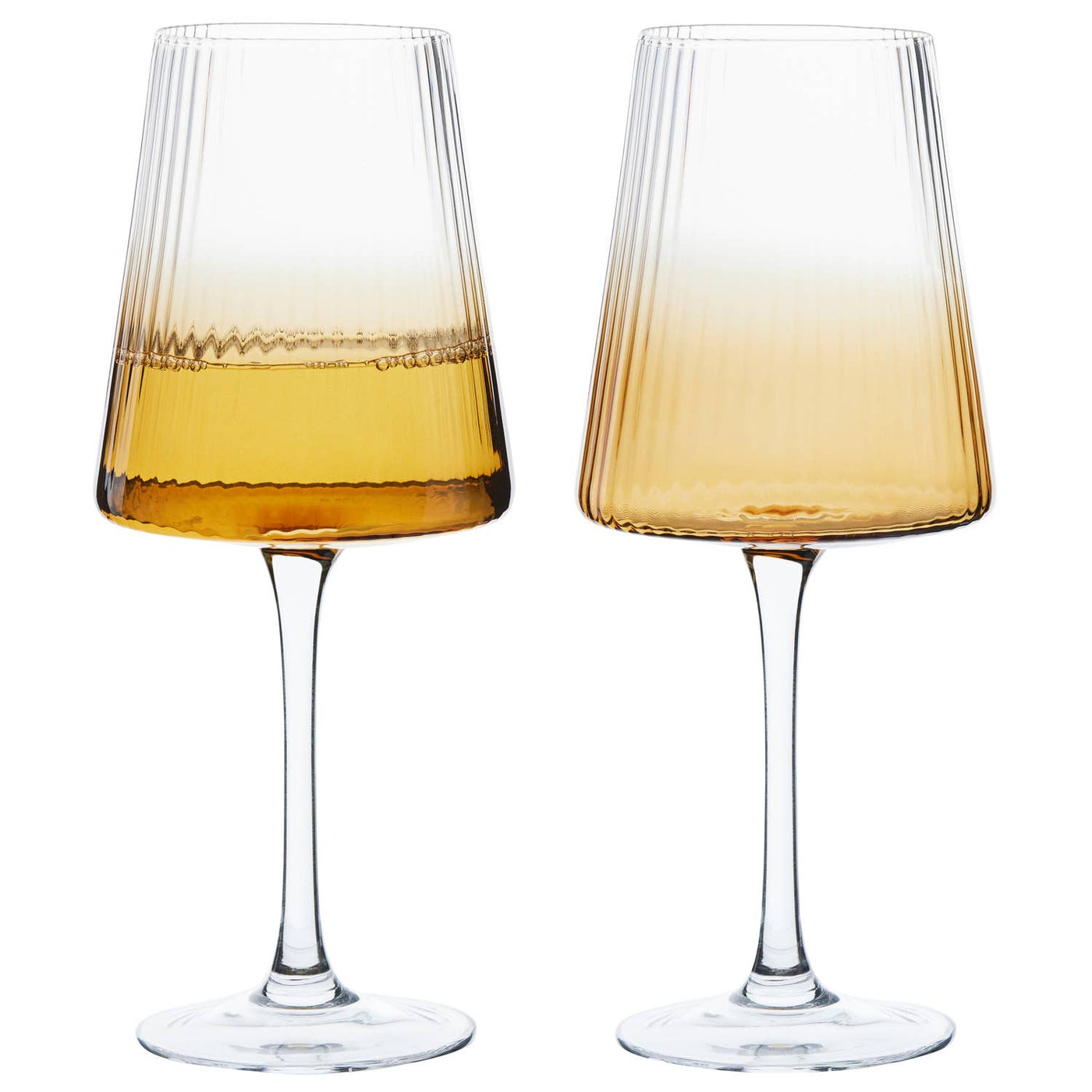 Fluted Amber Wine Glass Set