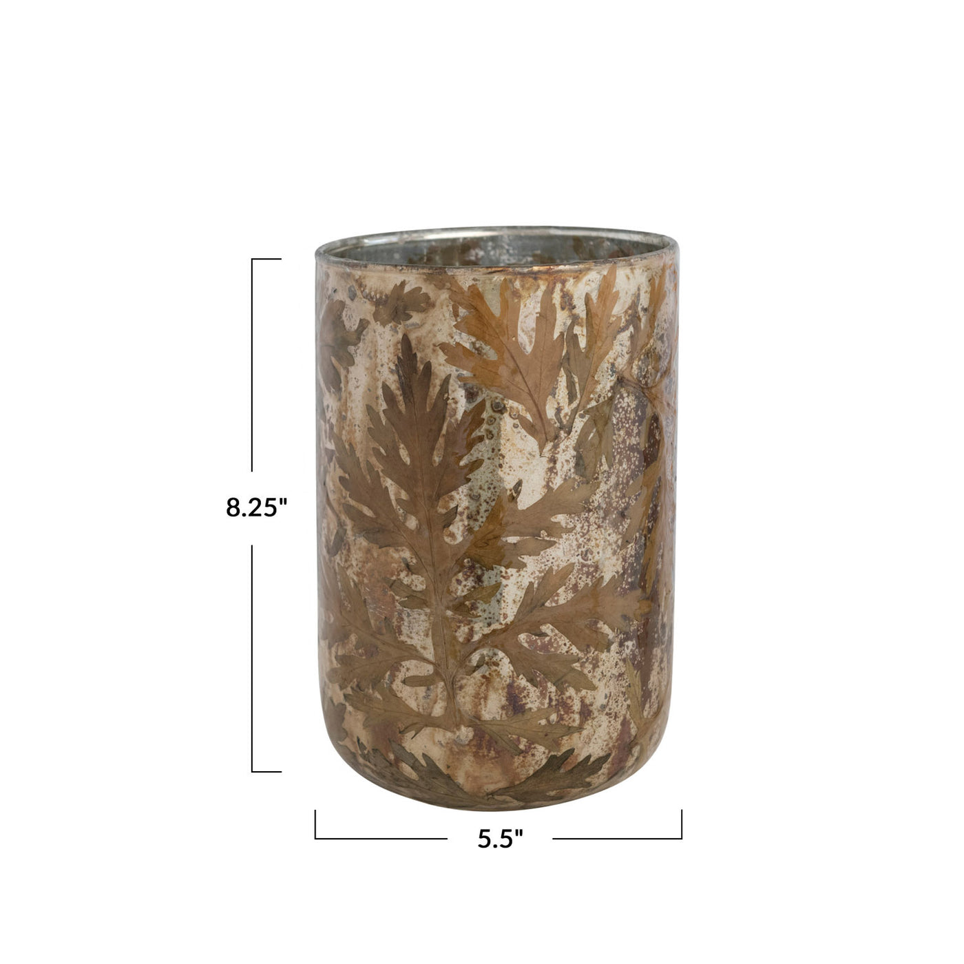 Mercury Glass Vase w/ Natural Oak Leaves