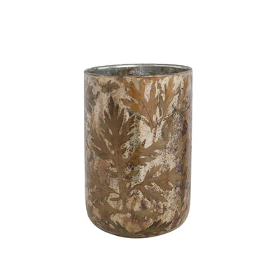 Mercury Glass Vase w/ Natural Oak Leaves