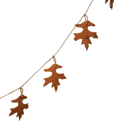 Natural Birch Bark Oak Leaf Garland w/ Jute Cord