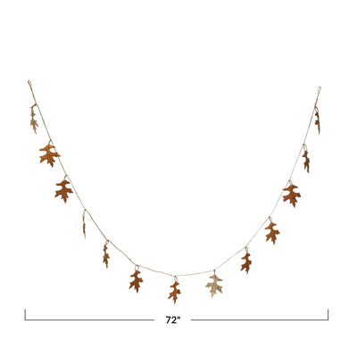 Natural Birch Bark Oak Leaf Garland w/ Jute Cord