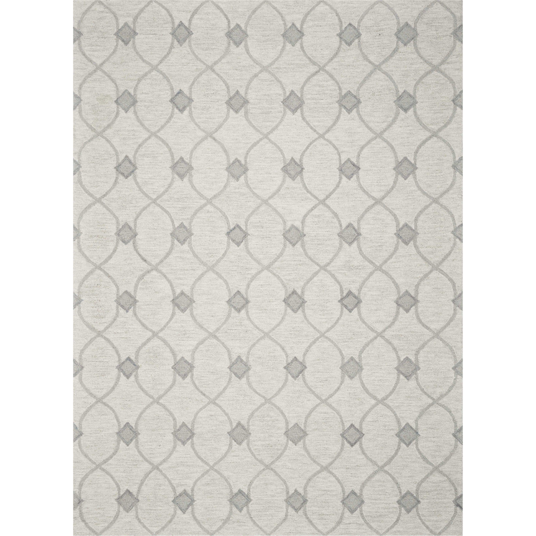 Ivory Hand Tufted Ogee Indoor Area Rug