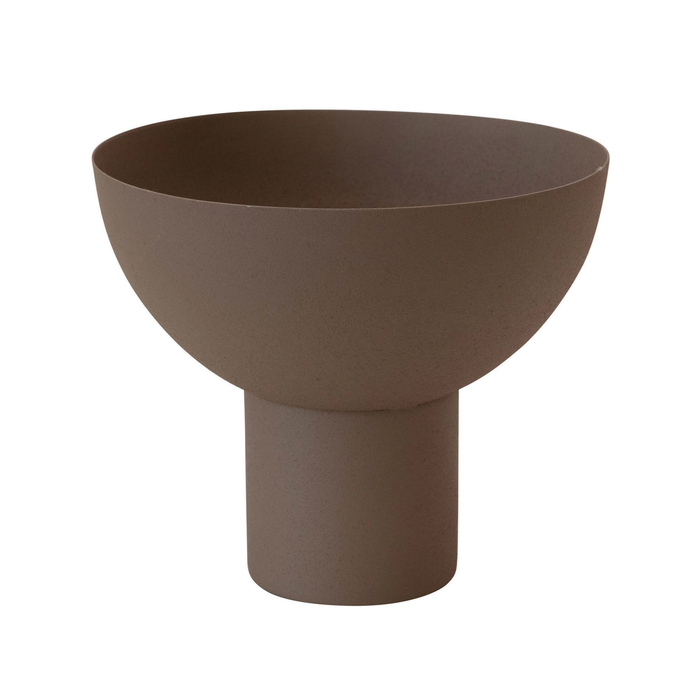 Matte Taupe Decorative Metal Footed Bowl