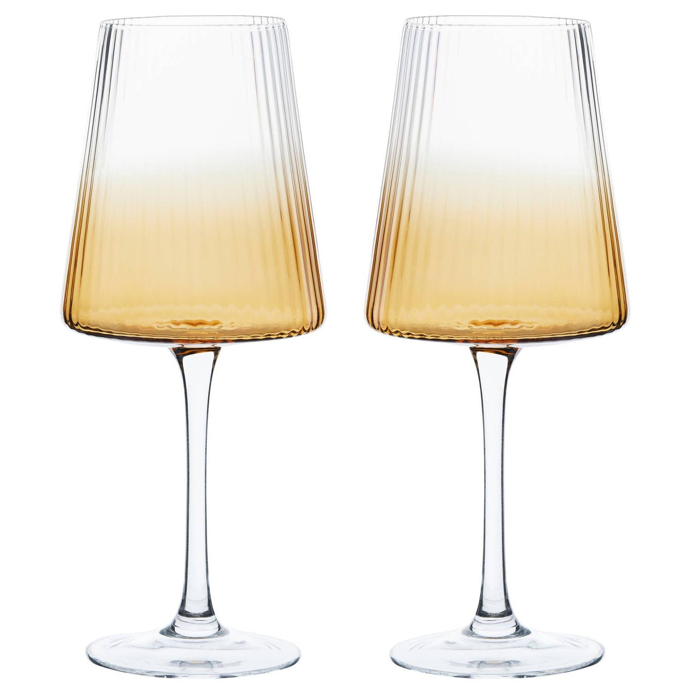 Fluted Amber Wine Glass Set