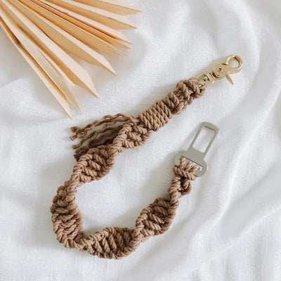 Macrame Spiral Knot Dog Seat Belt Car Restraint