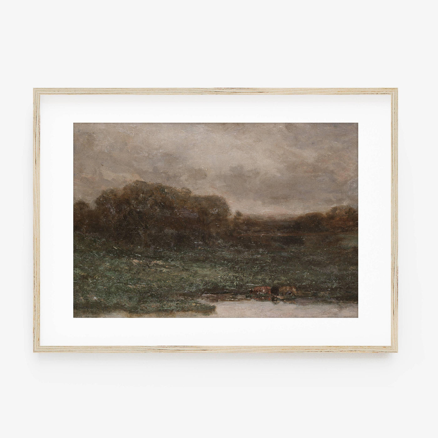 Vintage Oil Painting Moody Muted Landscape Art Print - Birch and Bind