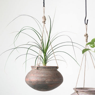 Hanging Clay Planter with Jute Hanger - Birch and Bind