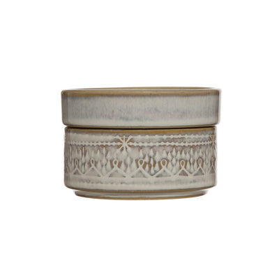 Round Decorative Stoneware Stackable Container - Birch and Bind