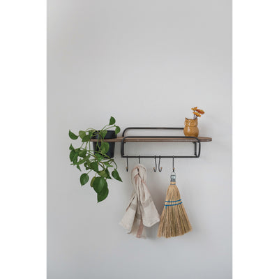 Wall Shelf with Planter & Hooks