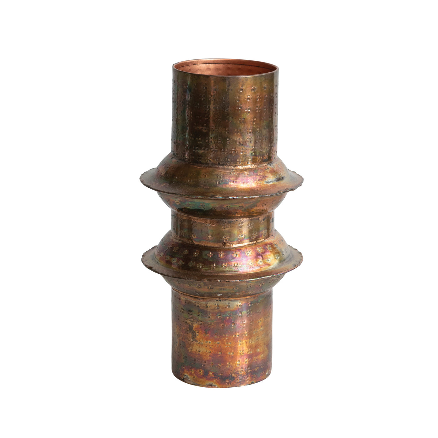 Antique Copper Hammered Metal Vase