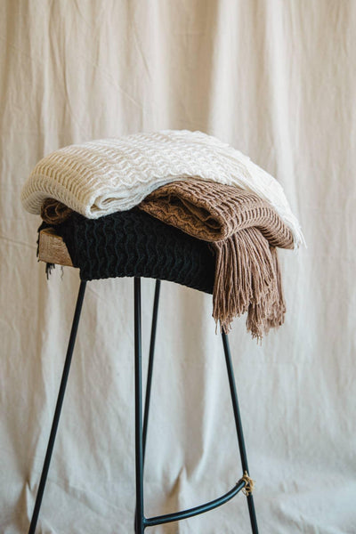 Oversize Knit Blanket w/ Fringe - Birch and Bind