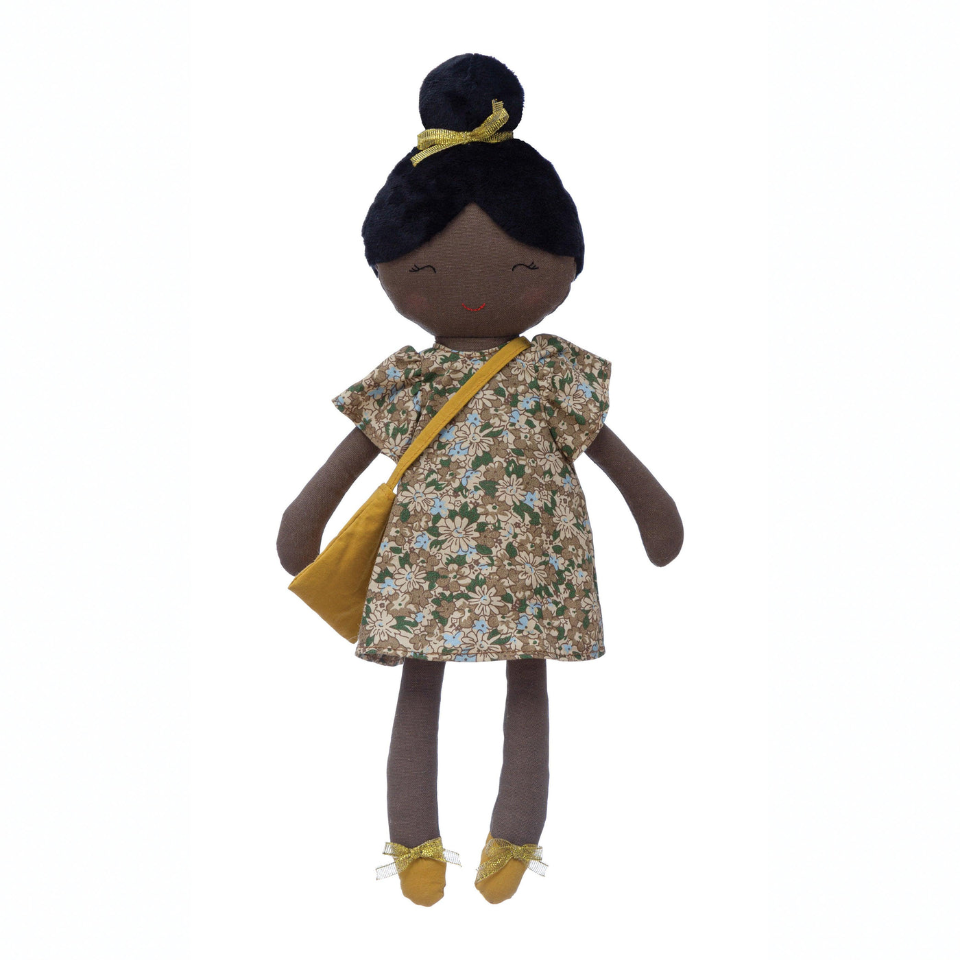 Fabric Doll in Floral Dress with Purse - Birch and Bind