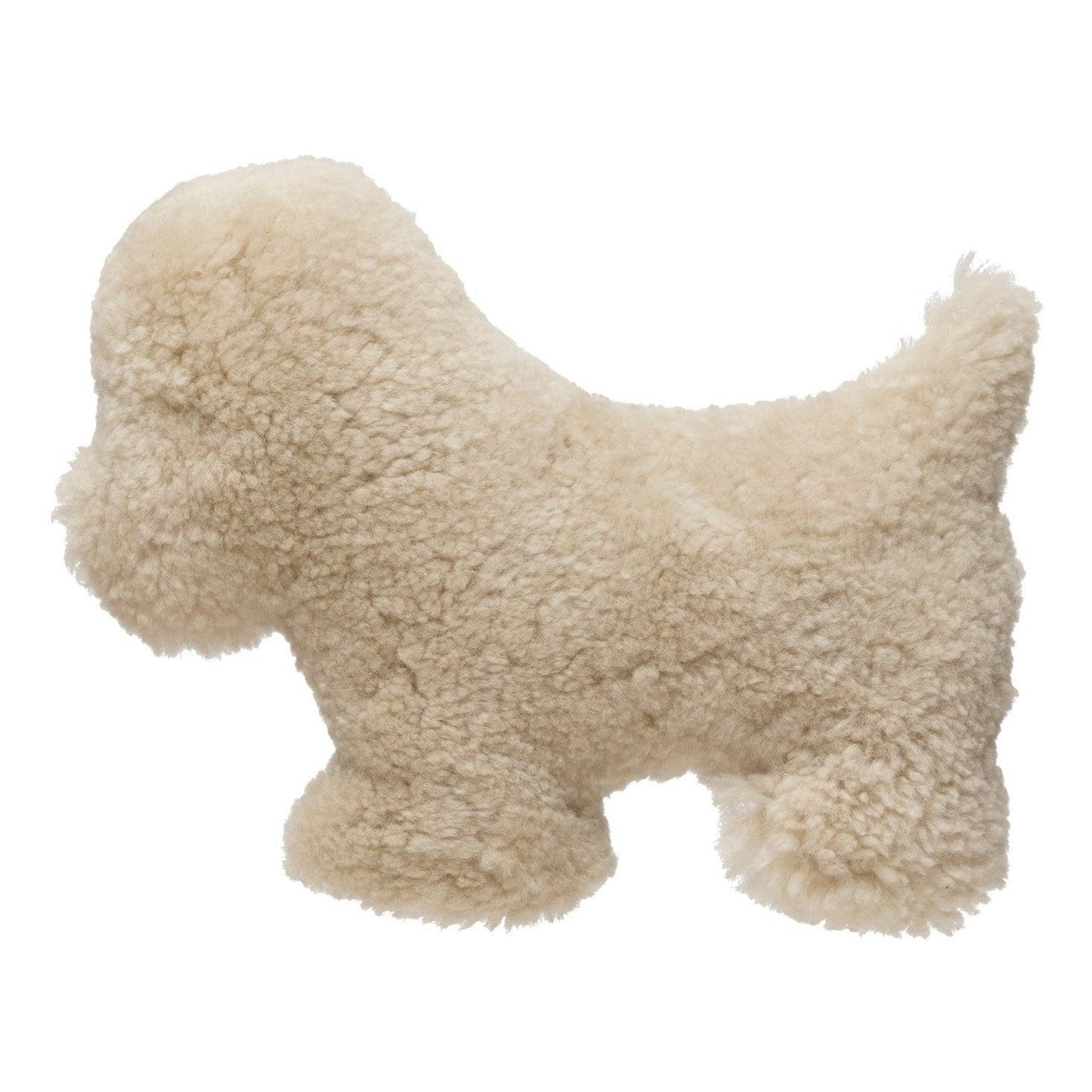 17" x 11" New Zealand Lamb Fur Dog Shaped Pillow - Birch and Bind