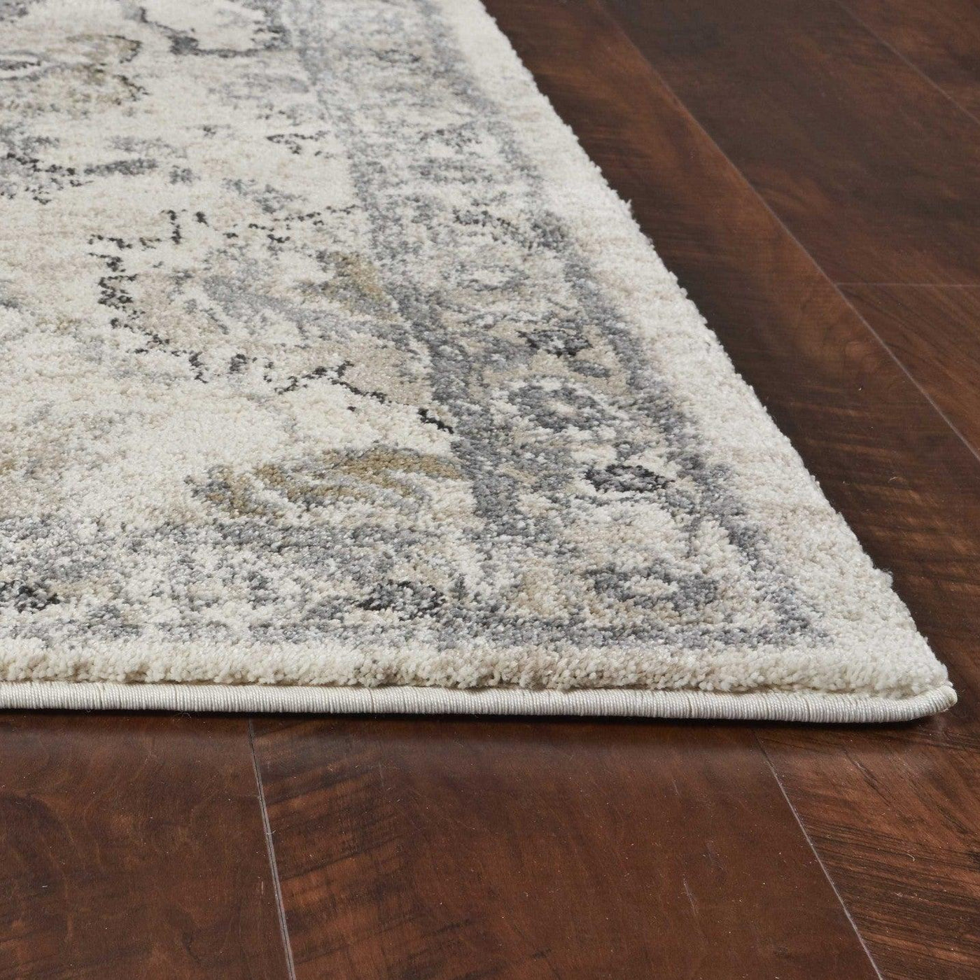 Ivory Woven Distressed Floral Rug - Birch and Bind