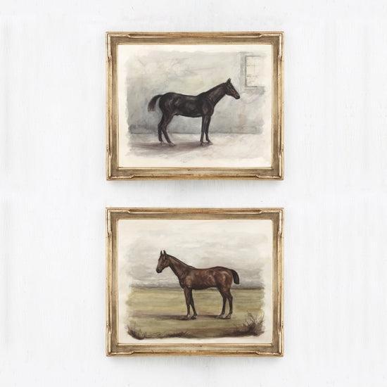 Vintage English Horses Artwork Set - Birch and Bind